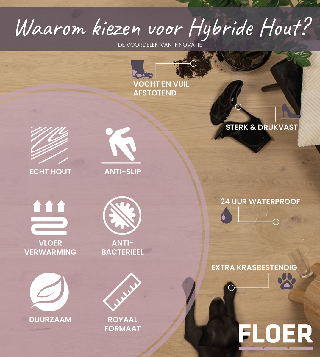 Floer Hybride Hout - Bruin Eiken Rustiek - Afbeelding 10